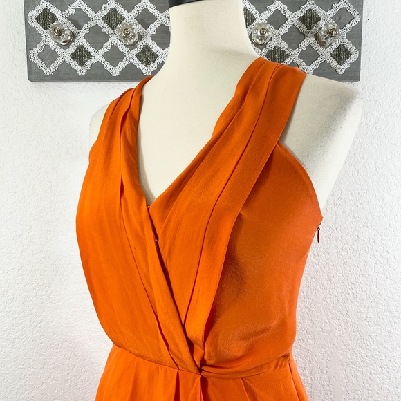 Greylin Silk Dress MAGGIE Faux Wrap Orange, Size S - Picture 5 of 12